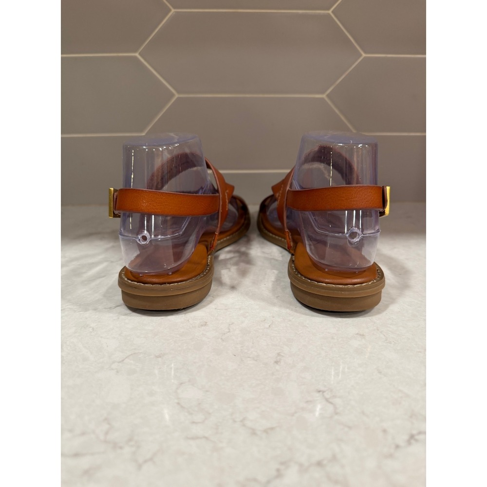 Franco Sarto Gabby 2 Cognac Leather Strappy Toe Loop Flat Sandals Womens 9M - Picture 5 of 12